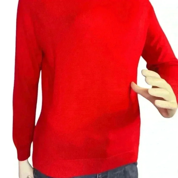 Draper’s & Damons Red Mock Neck Sweater, Back Acrylic Quarter Zipper Size PM. - Picture 10 of 11